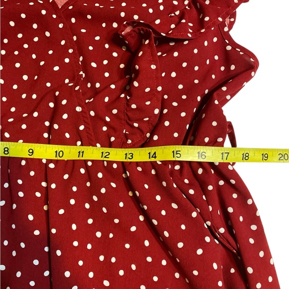 BloomChic Red Polka Dot Ruffle Midi Dress - Picture 5 of 7